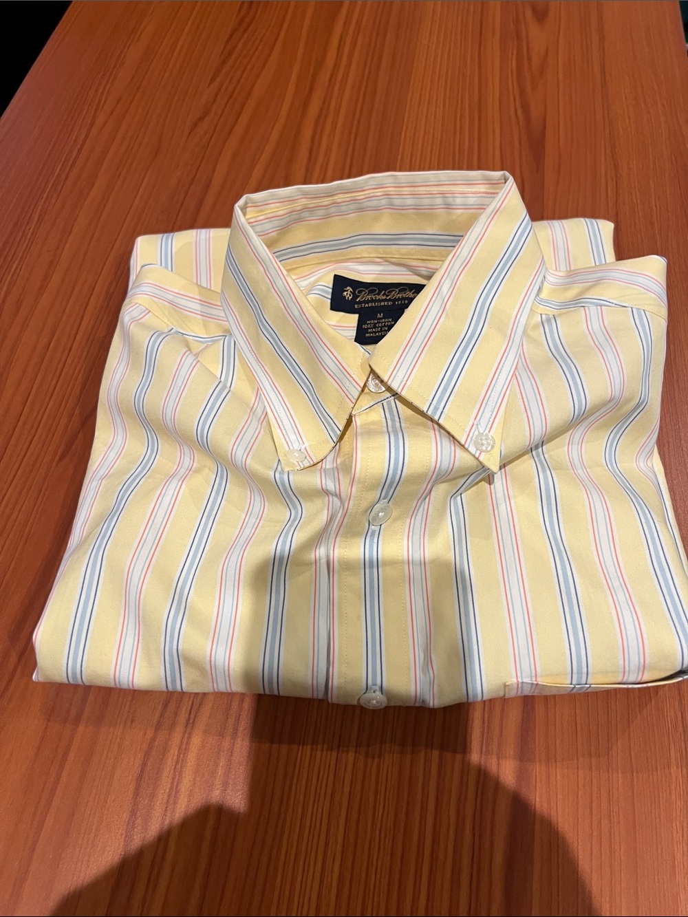Brooks Brothers Yellow Stripe Casual Button-Down Shirt